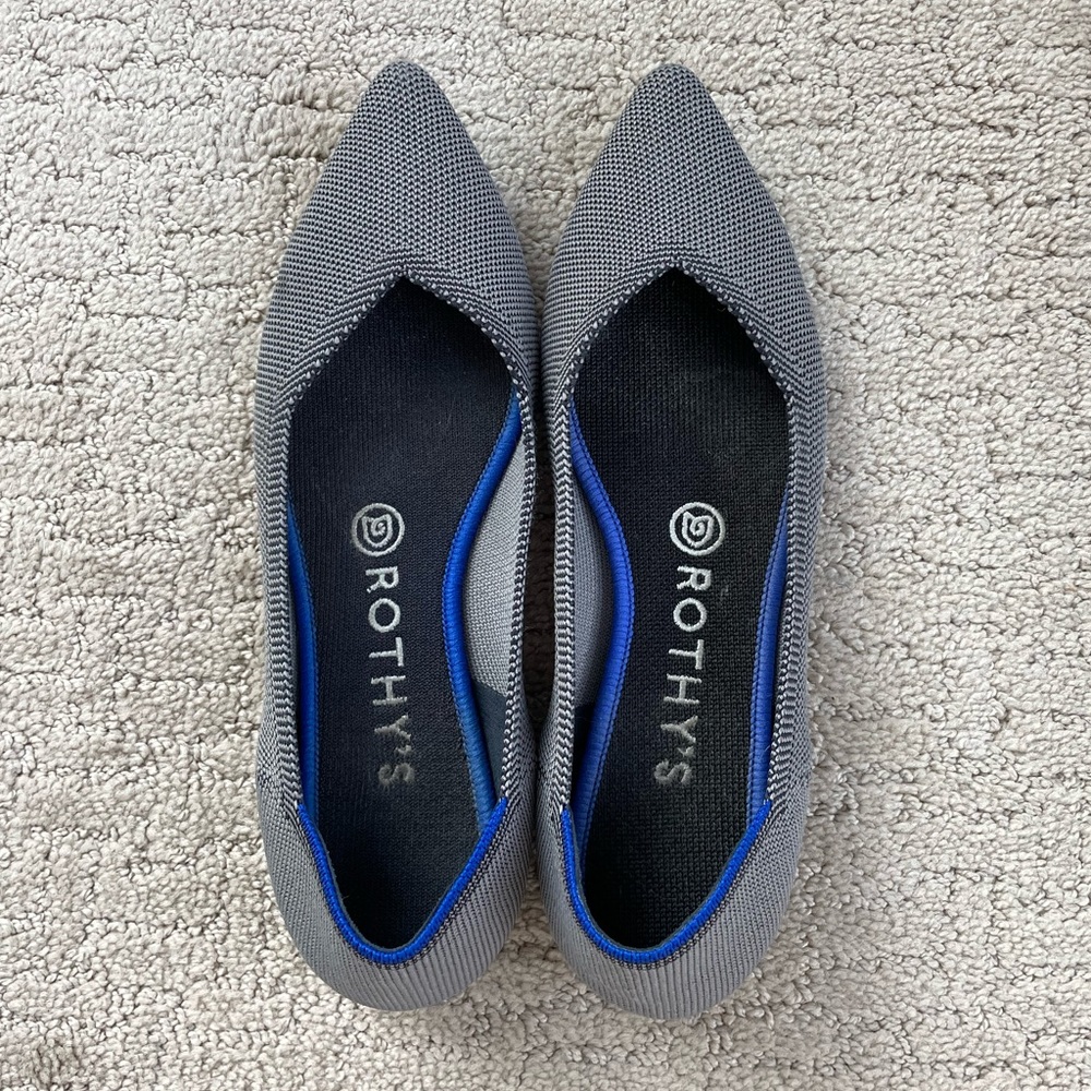 Rothy’s The Point Flats in Gray 7.5